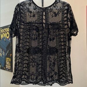 Black Lace Sheer Top